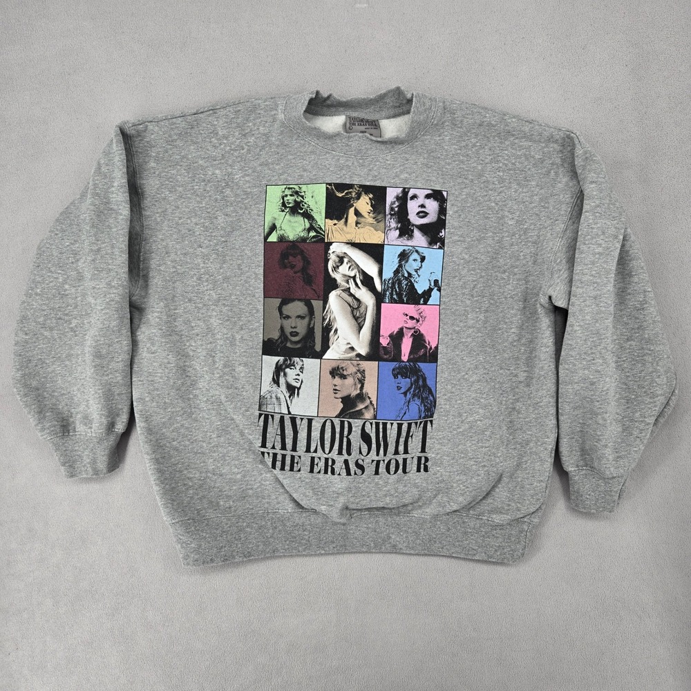 Taylor Swift Large The Eras Tour Graphic Heather Grey Crewneck Sweatshirt